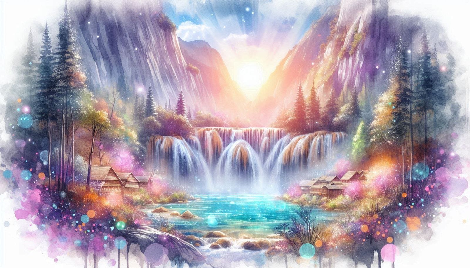 16 magical sparkling Waterfall in a crystal mountain pic 3