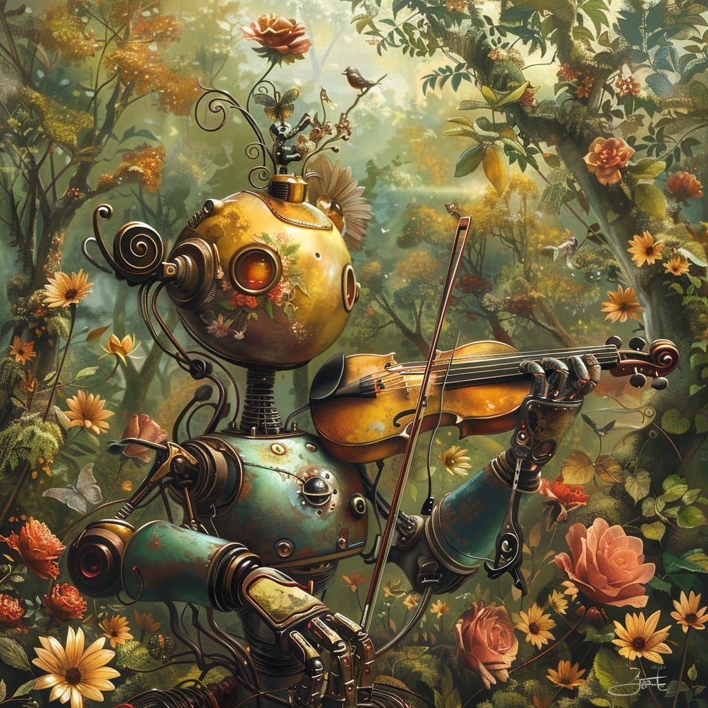 a robot playing the violin