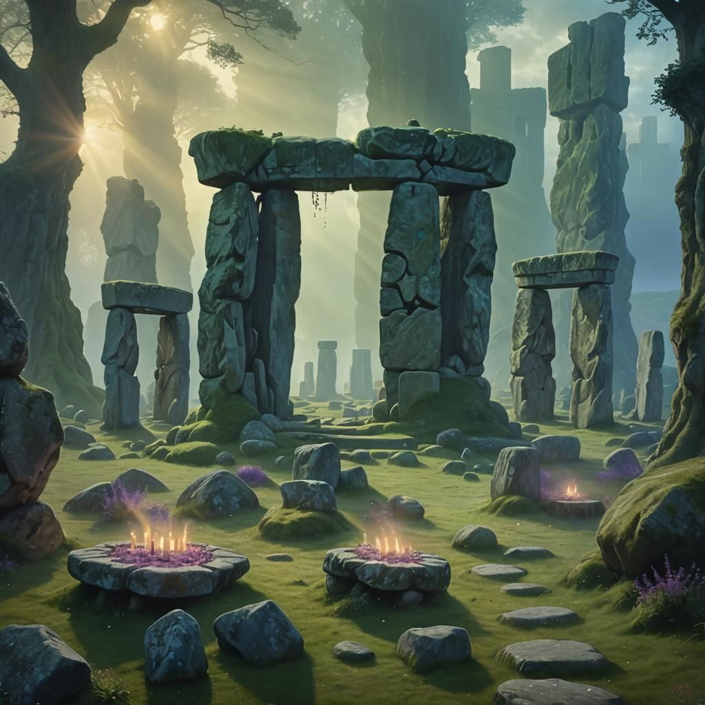 Stone Fairies Dance at Stonehenge: Digital Matte Painting
