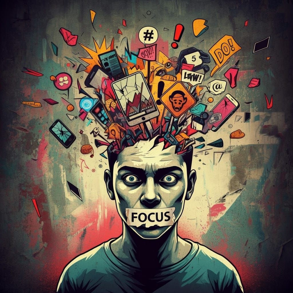 Street Art Illustration of Mental Overwhelm