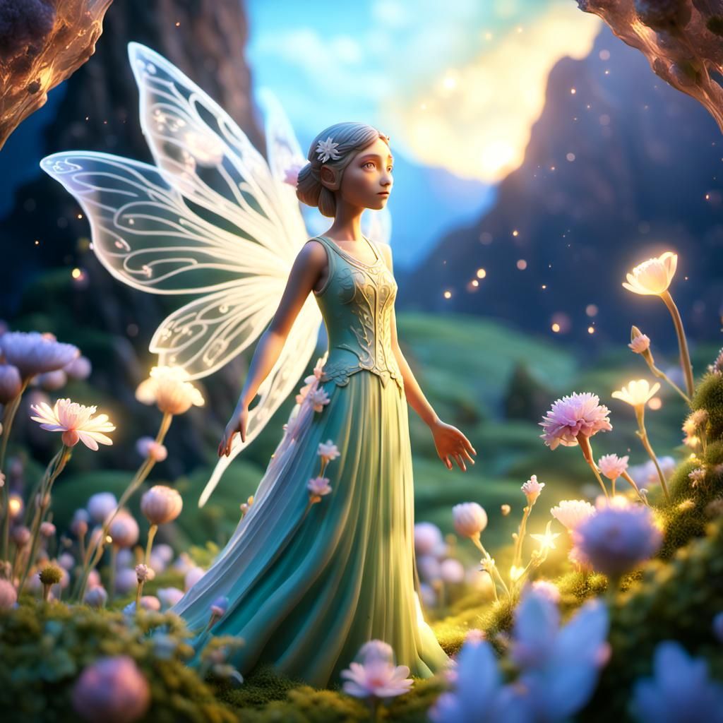 a fairy with flower-like features.