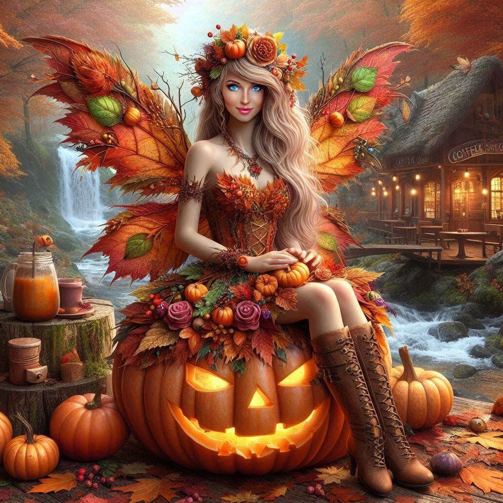 Pumpkin Fairy by the Stream (3)