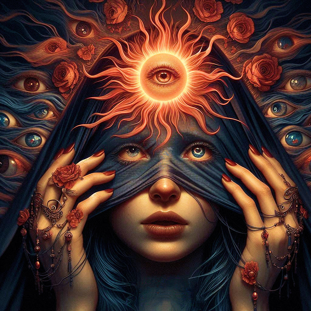 So take this veil from off my eyes,
 My burning sun will som...