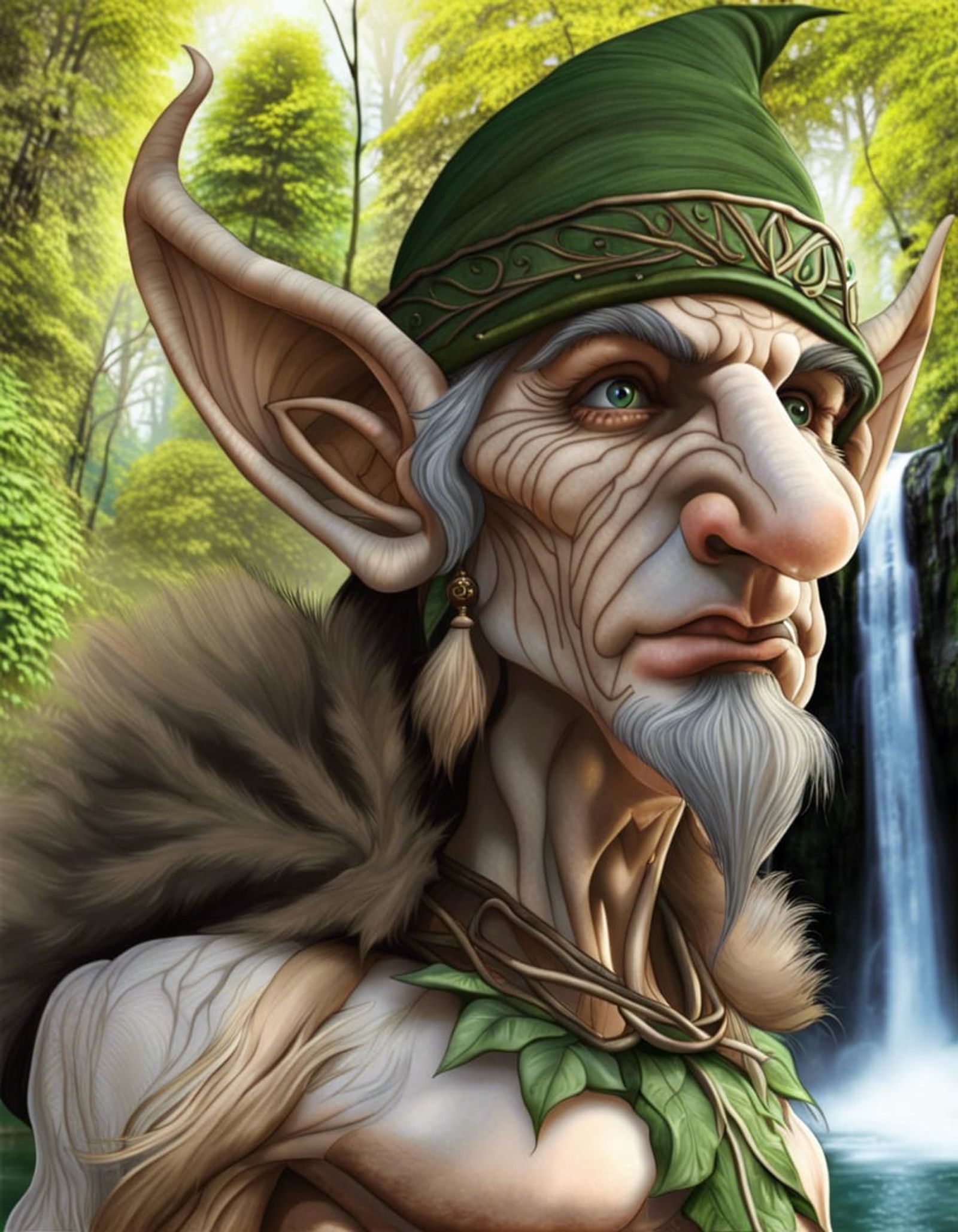 big nose elf, photorealistic, realistic, detailed, intricate, forest