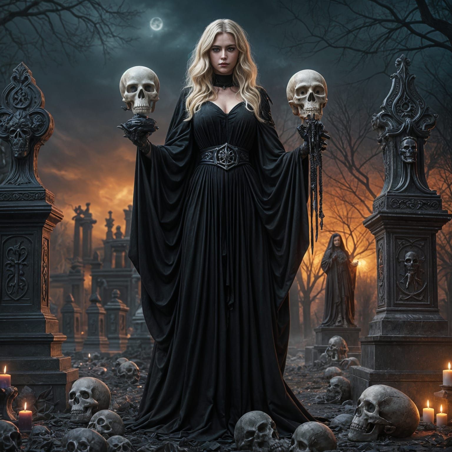 Beautiful Blonde Full Curvy Body Goddess of Underworld Hecat...