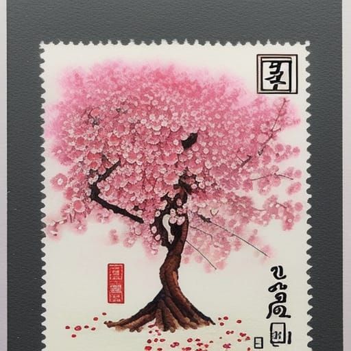 Sakura tree stamp  by @cheesepuff 