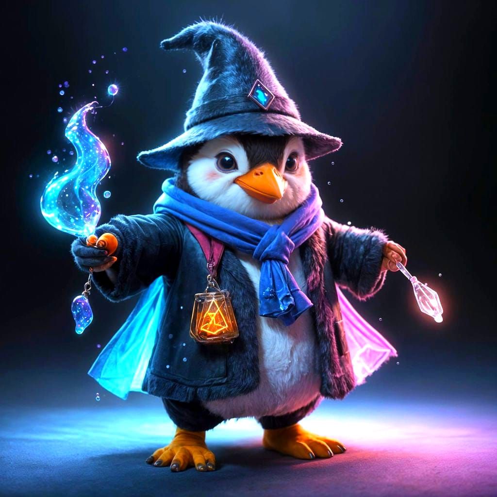 Willowby, The Penguin Wizard  by @OrigamiLion