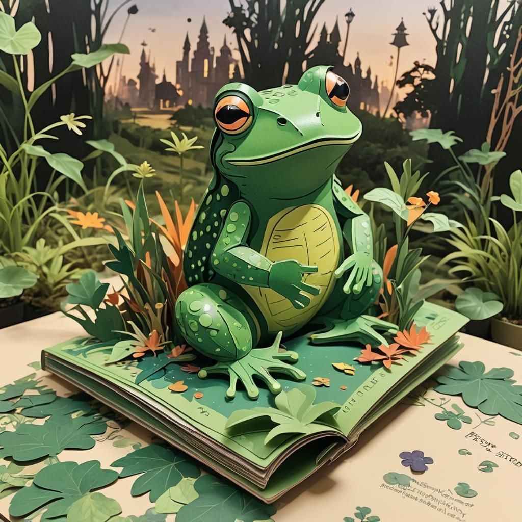 🙏 frog 👑🌃 pop up book
