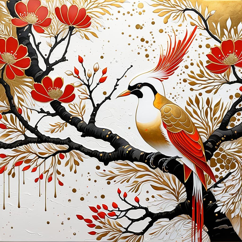 🪶Cardinal rouge & Or 🪶