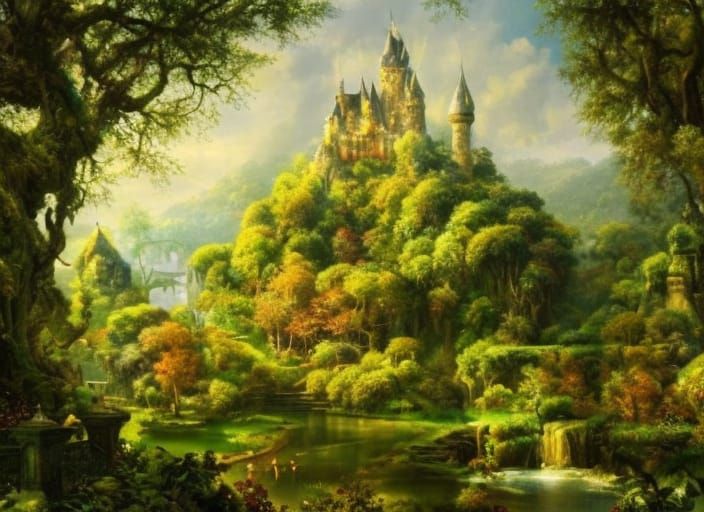 A Castle on a Hill (with Trees)