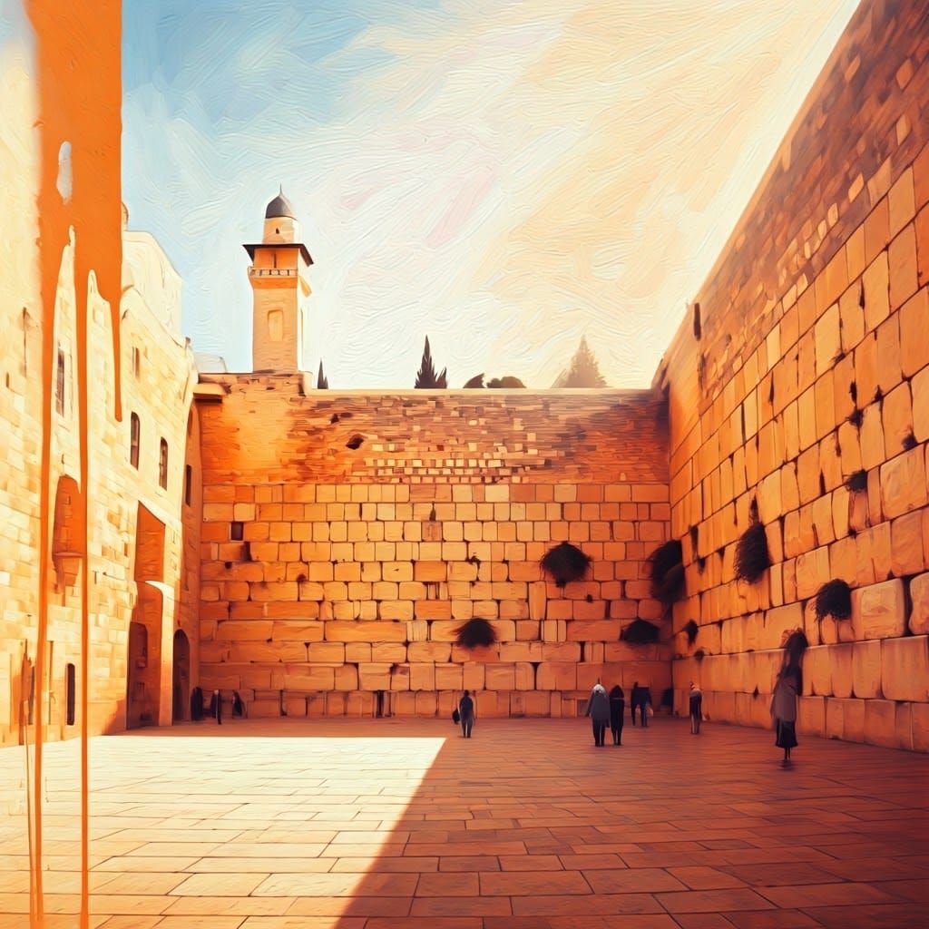 Dreamy Western Wall in Surreal Oil Painting Style