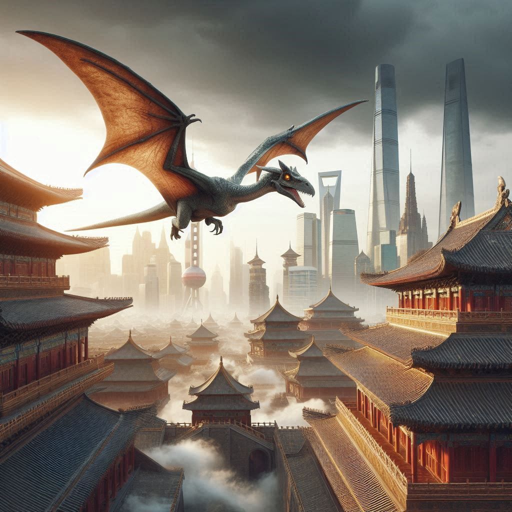 Pterosaurus over forbidden city