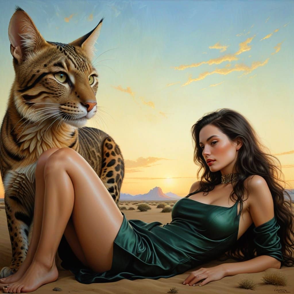 Surreal Portrait of a Stylish Lady in a Fantastic Landscape