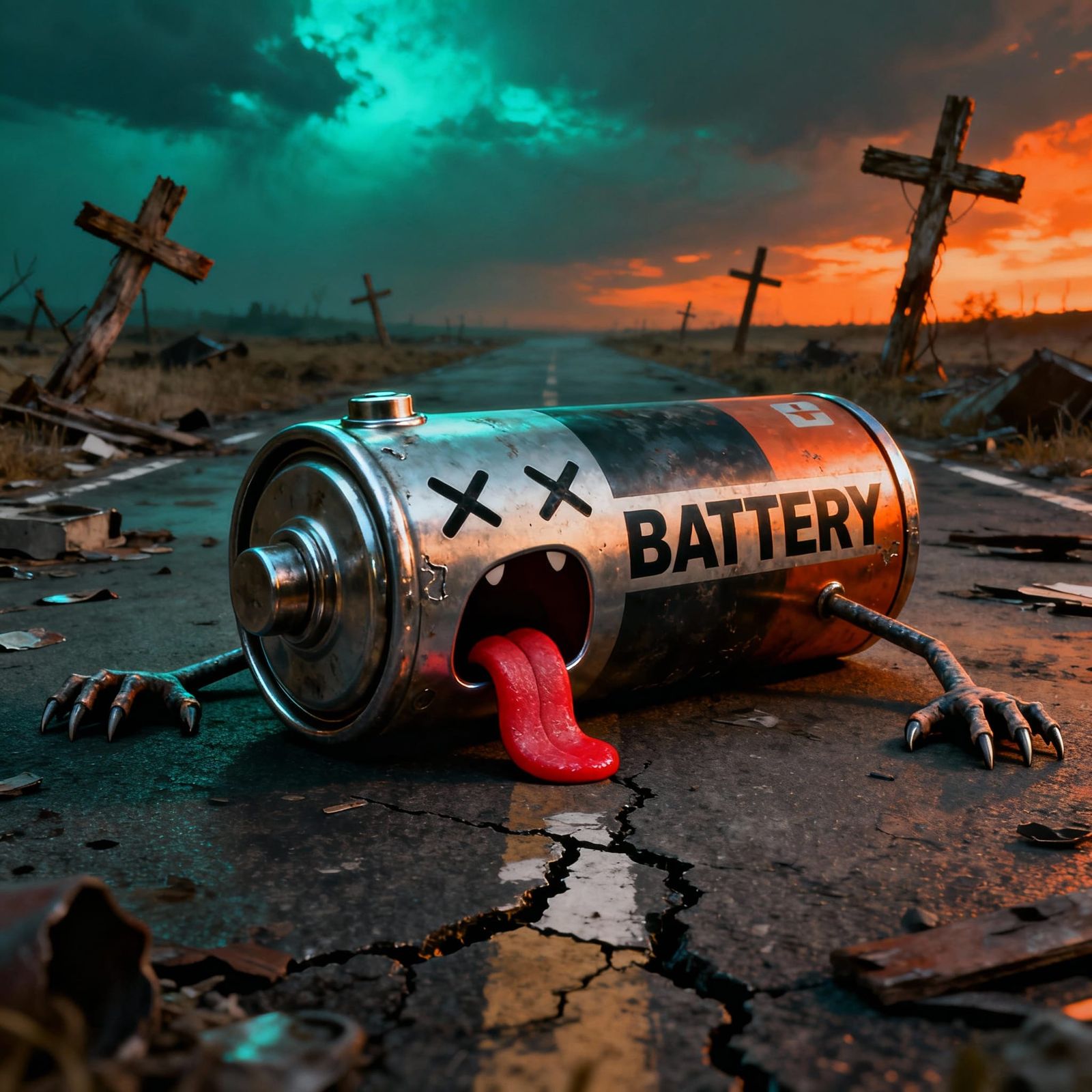 Dead Battery  by @Booth31AIart