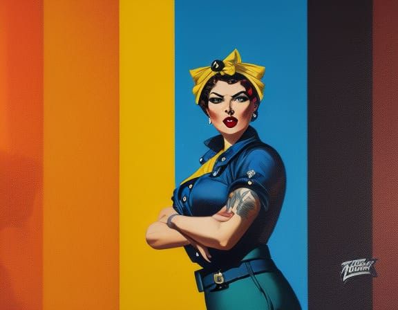 Beautiful punk lesbian dressed as Rosie the riveter, pinup, curvy,  portrait, 8k resolution concept art portrait by Matt fraisty, Greg Rutko  - AI Generated Artwork - NightCafe Creator
