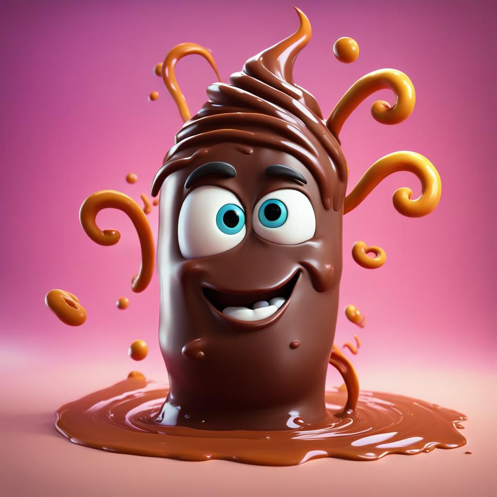 One single tornado character made of liquid chocolate, Pixar, Disney