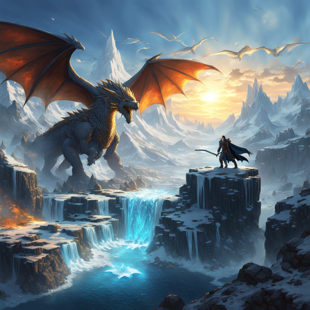 Epic Fantasy Battle: Warriors, Dragons, and Divided Realms
