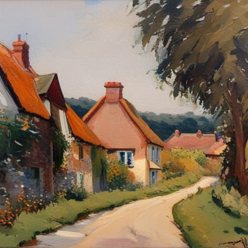 English village lane in Summer. AI Generated Artwork NightCafe Creator