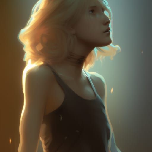 Detailed Portrait of Girl in Sewer, Art Nouveau Style