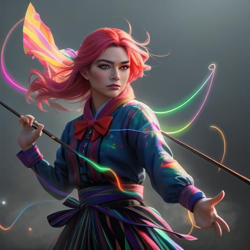 Surreal Bow in Mid-Air: Vibrant Oil Painting