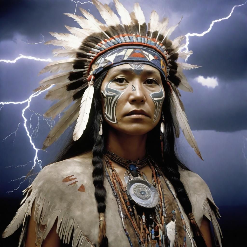 Lightning  strikes Native American Thunder Beings, Heyokah, ...