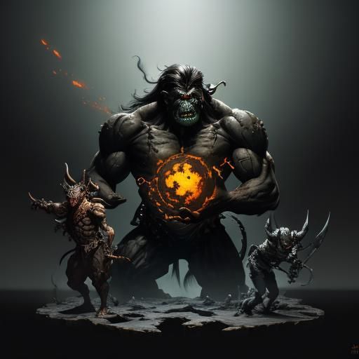 Grotesque multiple Creatures fading in from completely black...
