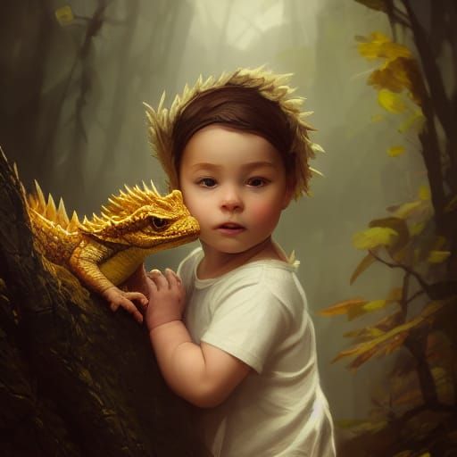 Baby Holding Baby Dragon Fall