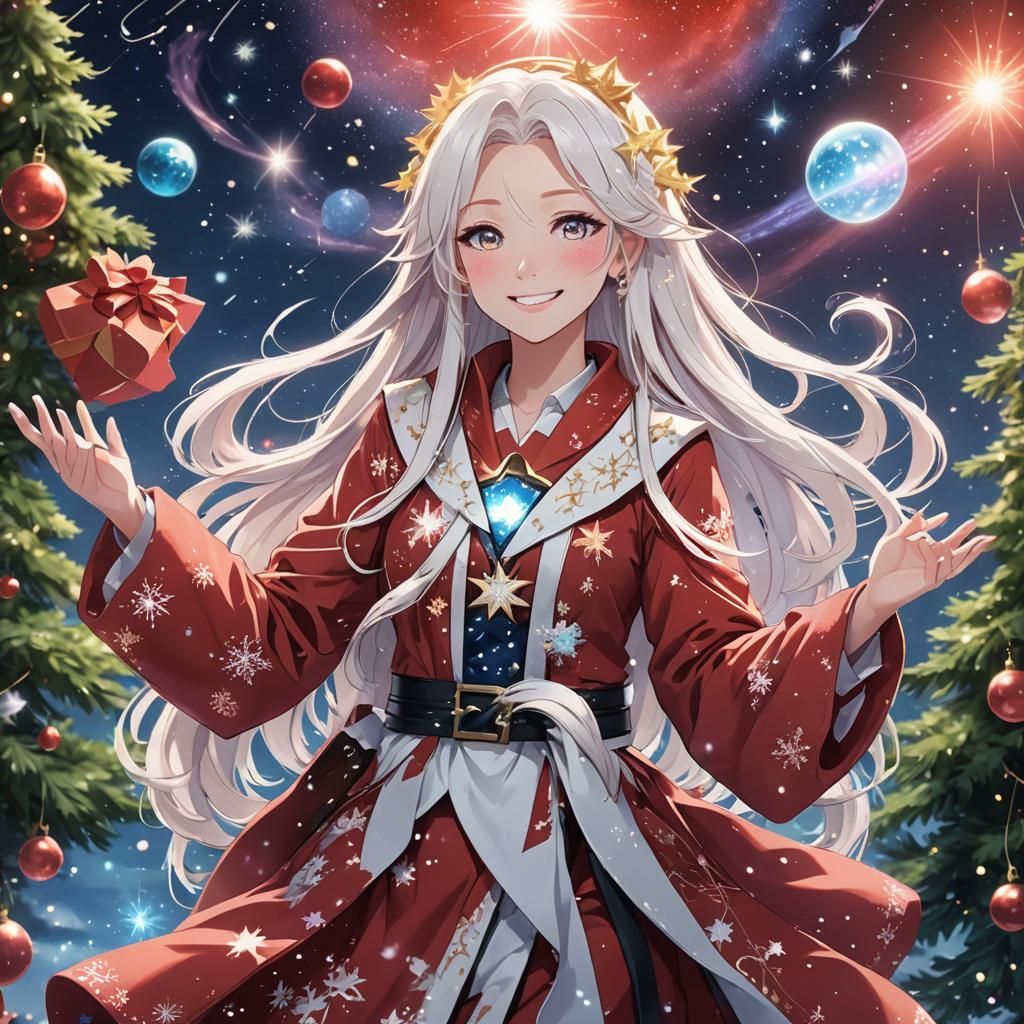Anime Girl in Space Christmas, Kyoto Animation Style