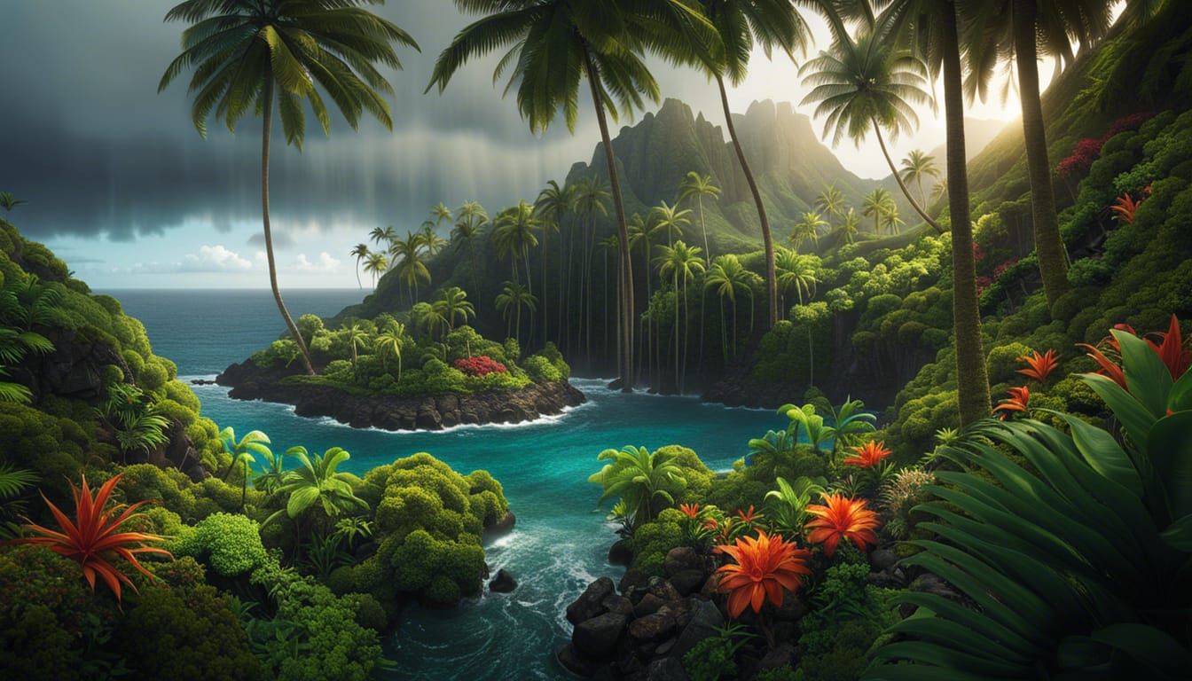 Tropical Fantasy Island by James Gurney :: Hawaii Vacation in Volcanoes ...