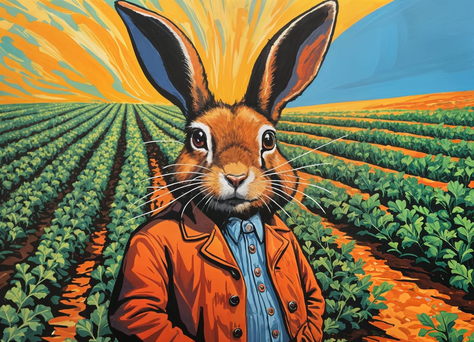 Rabbit in carrot field (Clarity Upscale 50%)