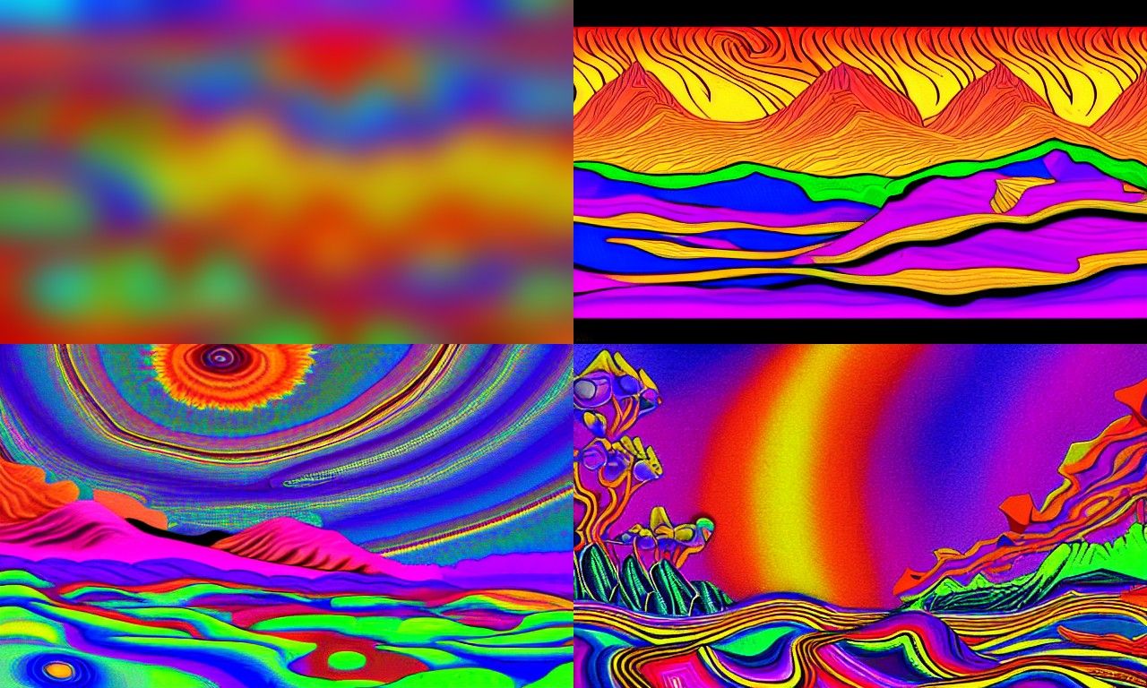 Landscape in the style of Psychedelic art