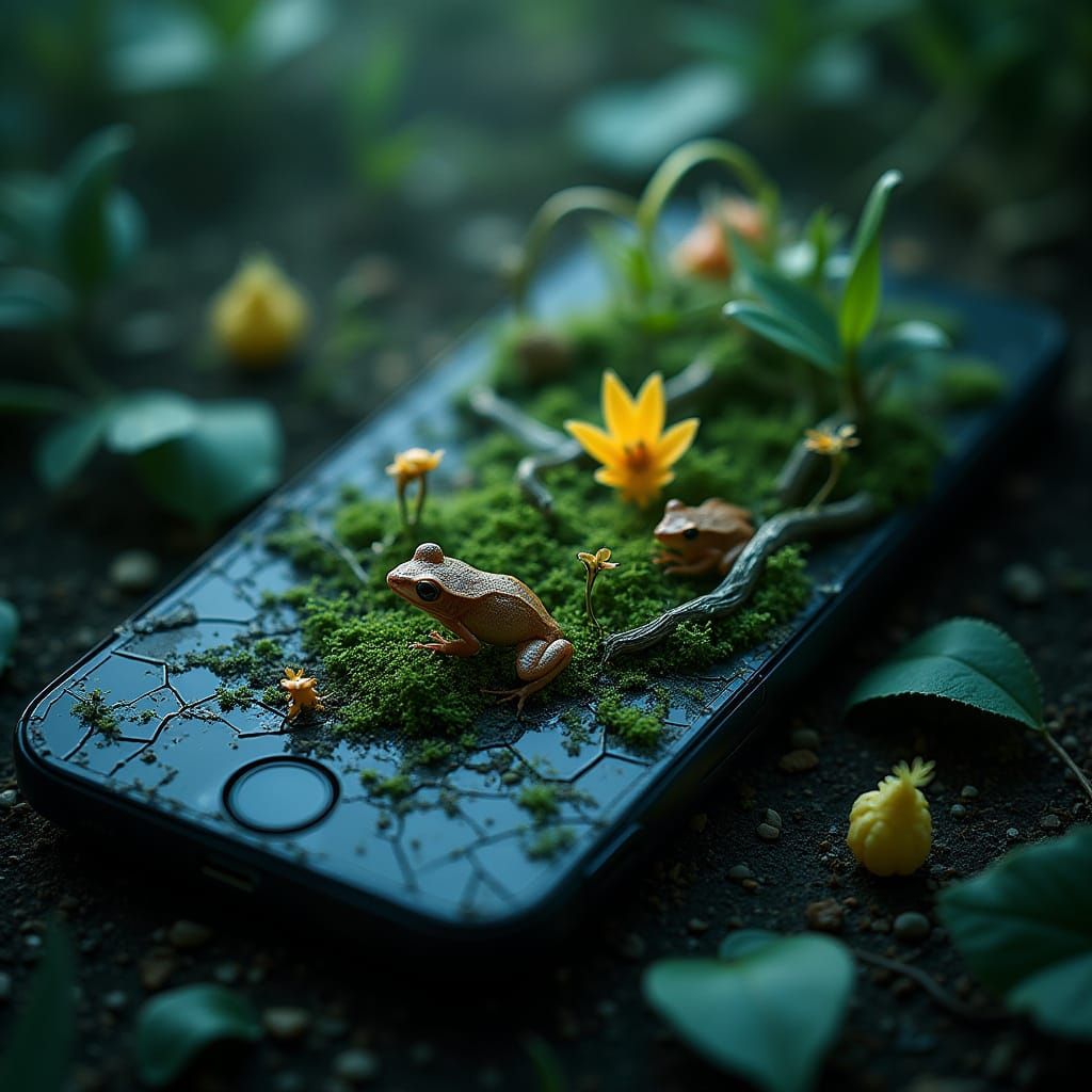 Hyperrealistic Jungle Thrives in Discarded Smartphone