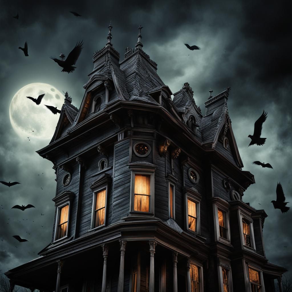 Crows and Bats guard The House AI Generated Artwork NightCafe Creator