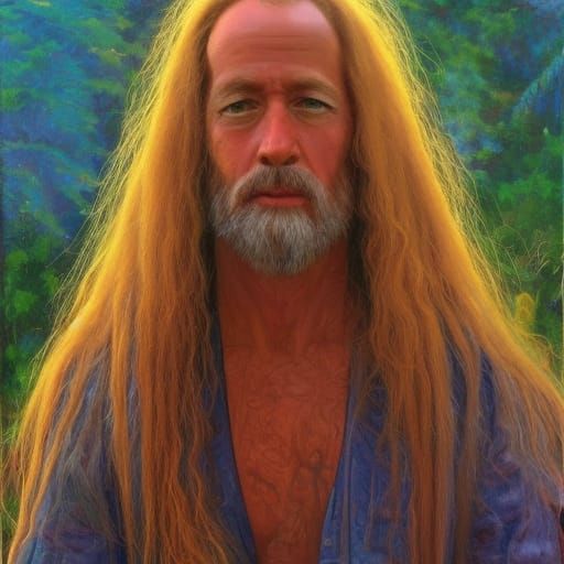 Man with the longest hair ever - AI Generated Artwork - NightCafe Creator