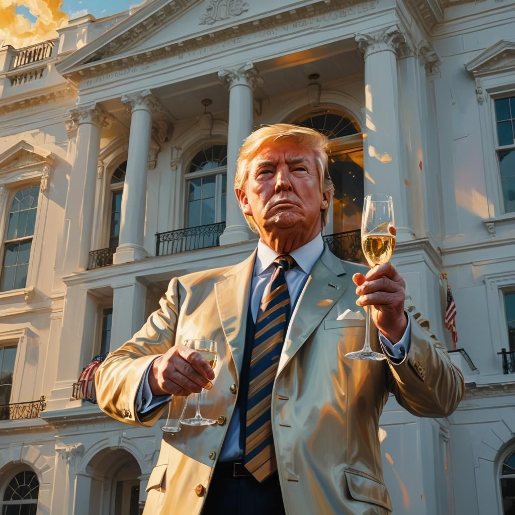 Surreal Donald Trump Champagne Toast at White House