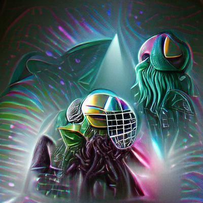 cthulhu space daft punk 80s 8K 3D holographic digital illust...