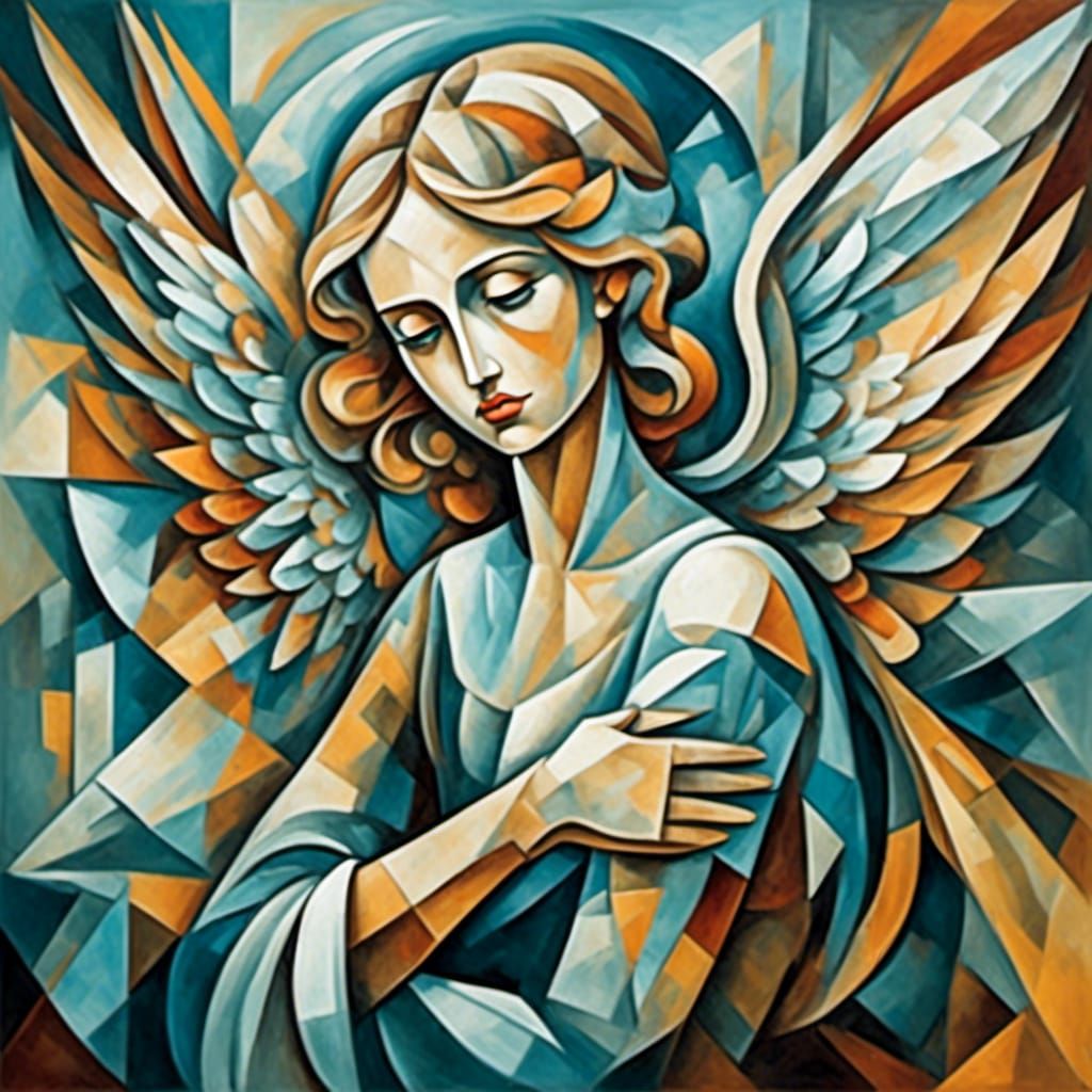  <lora:MoCubey:1.0> An obscure hazy misty angel, cubism