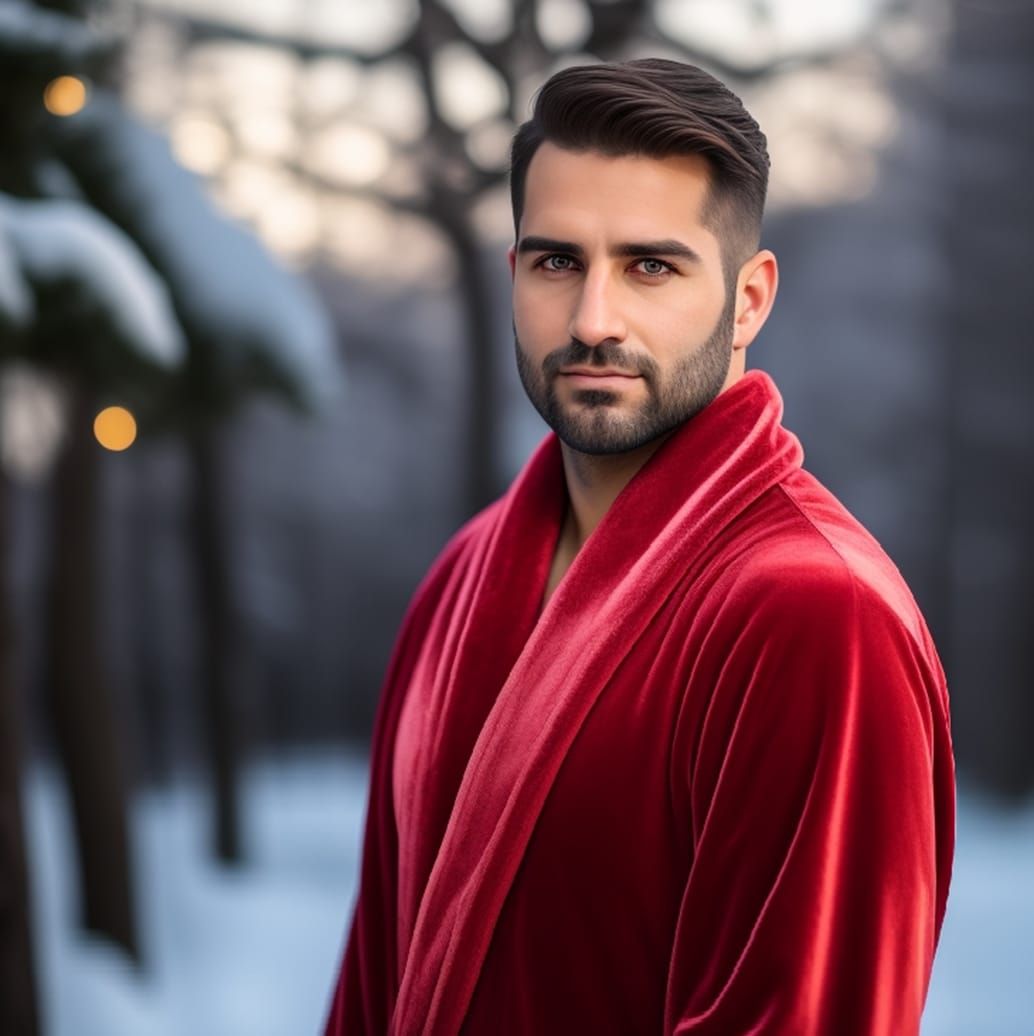 Red man in white snow