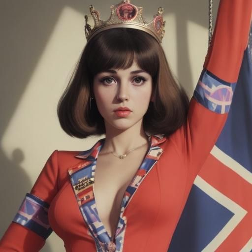 Retro 70s UK mod; “What do you mean, she’s the queen?!?”; in...