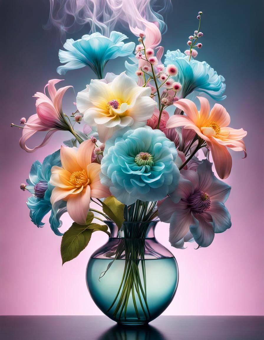 Pastel Color Flower Still Life   by @AI-Lover