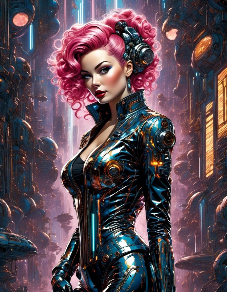 <lora:rfdreaming:1.0> A gorgeous cyber cyborg android beauty with epic flair in intricate ceramic and digital wired style, holding a lightsa...