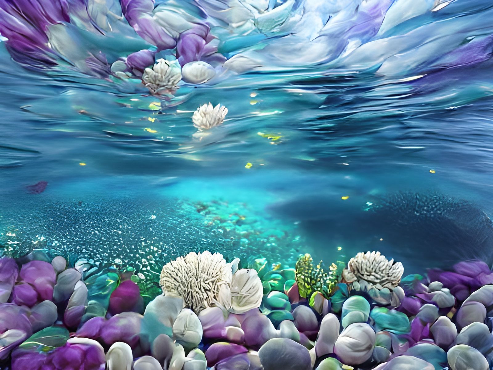 Beautiful flowers underwater beautiful chalk art Behance HD 8k