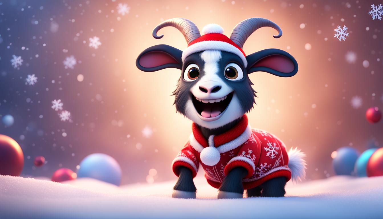 Funny Pygmy Goat in Christmas Clothing Gen2