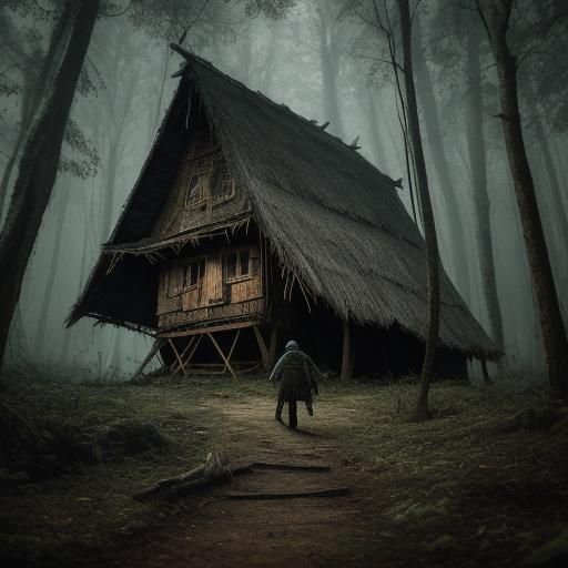Witness the horror of baba yaga's hut terrifyingly walks thr...