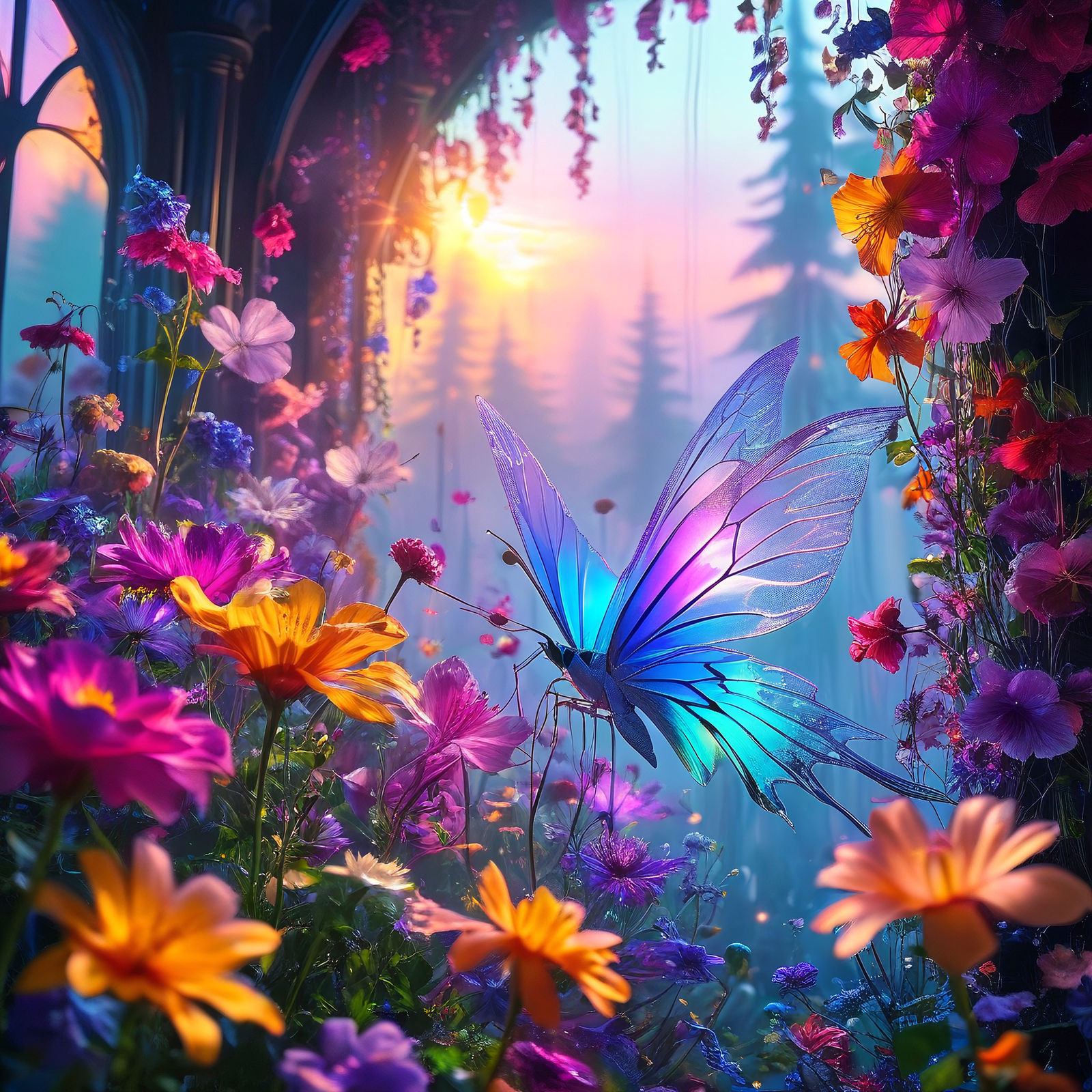 blossoms and butterfly