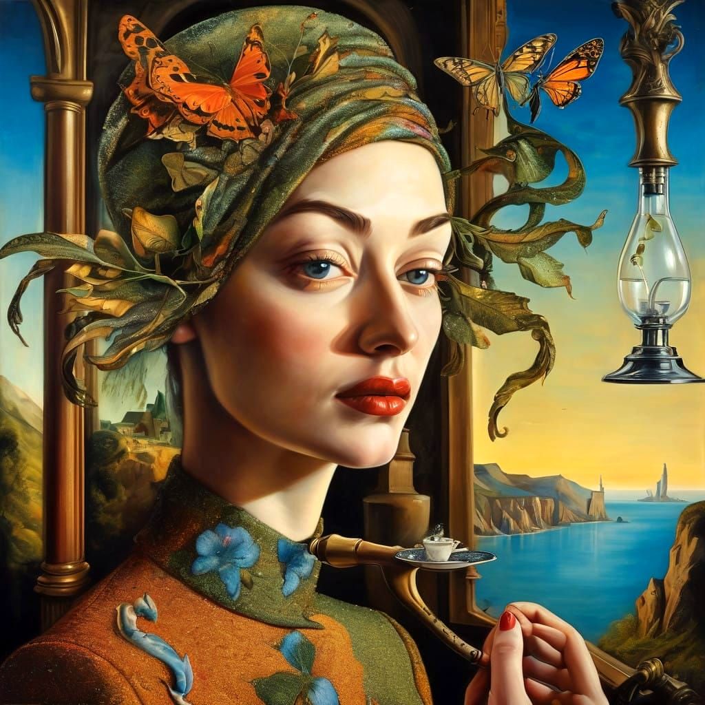 Ethereal Lady in a Vibrant Surreal Landscape