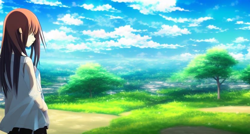 anime girl landscape