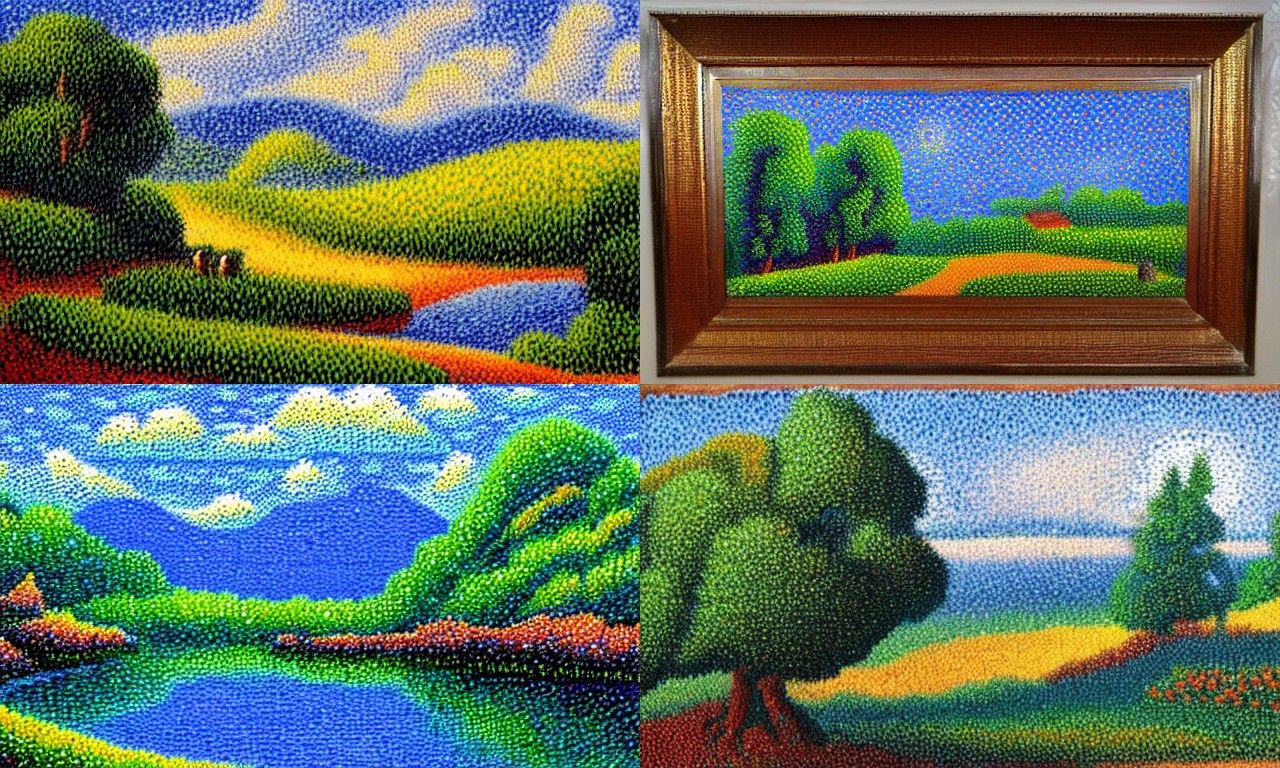 Landscape in the style of Pointillism