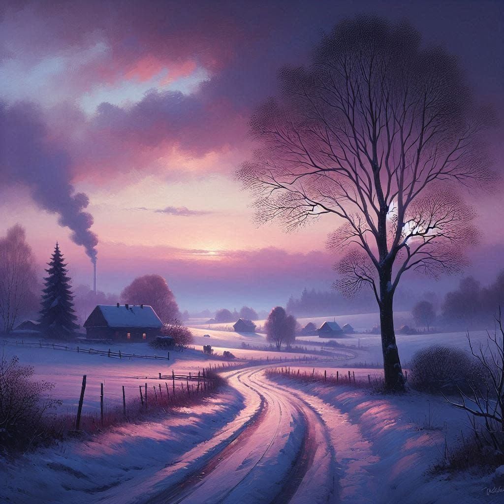 Winter Twilight in the Countryside