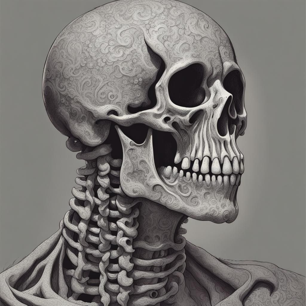 Skull Swimming: A Simple AI Art Image